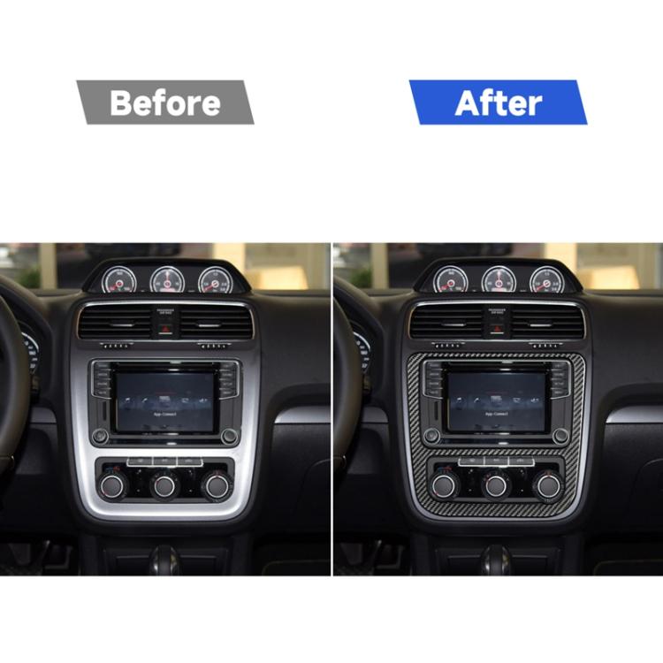คาร์บอนไฟเบอร์รถ Central Control CD เครื่องปรับอากาศแผงสติกเกอร์ตกแต่งสำหรับ Volkswagen Scirocco 2009-2016, ซ้ายและขวา Universal, Central Control CD Air Conditioning Panel