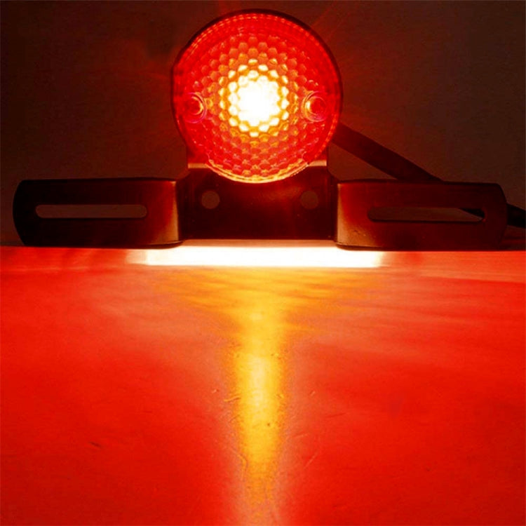 2 PCS รถจักรยานยนต์ Retro ไฟเบรคกลมพร้อมที่ใส่ป้ายทะเบียน, Retro Round Brake Light