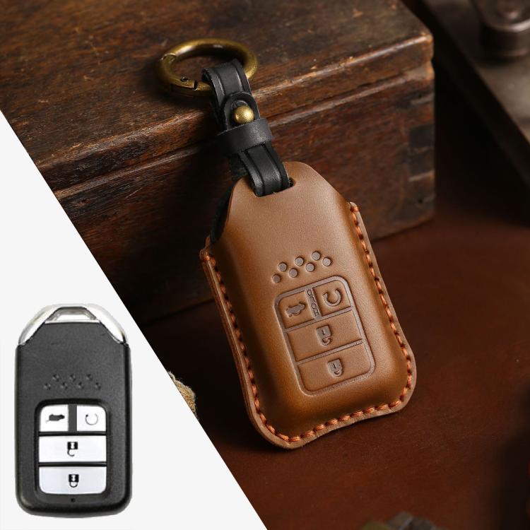 สำหรับรถฮอนด้าฝาครอบป้องกันกุญแจหนังหนังวัวรุ่นสี่ปุ่ม, For Honda , Four Keys Version, For Honda, Four Keys Version