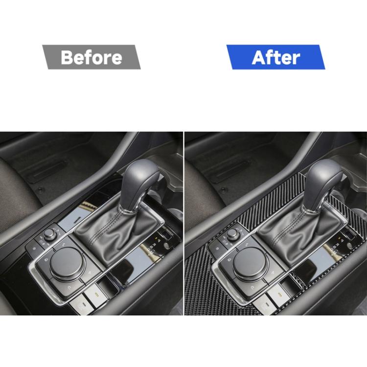 รถคาร์บอนไฟเบอร์ Central Control แผงเกียร์สติกเกอร์ตกแต่งสำหรับ Mazda 3 Axela 2020, ไดรฟ์ขวา, Central Control Gear Panel, Right Drive