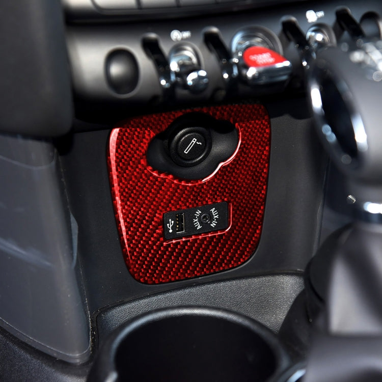 คาร์บอนไฟเบอร์ไฟแช็กฝาครอบสติกเกอร์ตกแต่งสำหรับ BMW Mini Cooper F56 F55 F57, ซ้ายและขวา Universal, Cigarette Lighter Cover