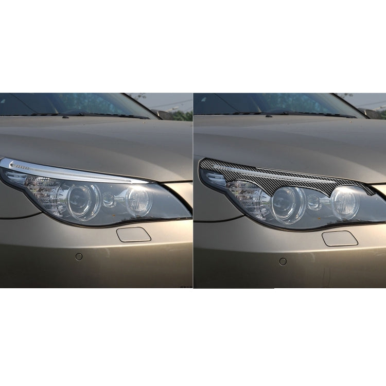 2 ชิ้น / เซ็ตคาร์บอนไฟเบอร์โคมไฟรถยนต์คิ้วตกแต่งสติ๊กเกอร์สำหรับ BMW E60 5 Series 2004-2010, วางกาวรุ่น, For BMW E60 5 Series 2004-2010