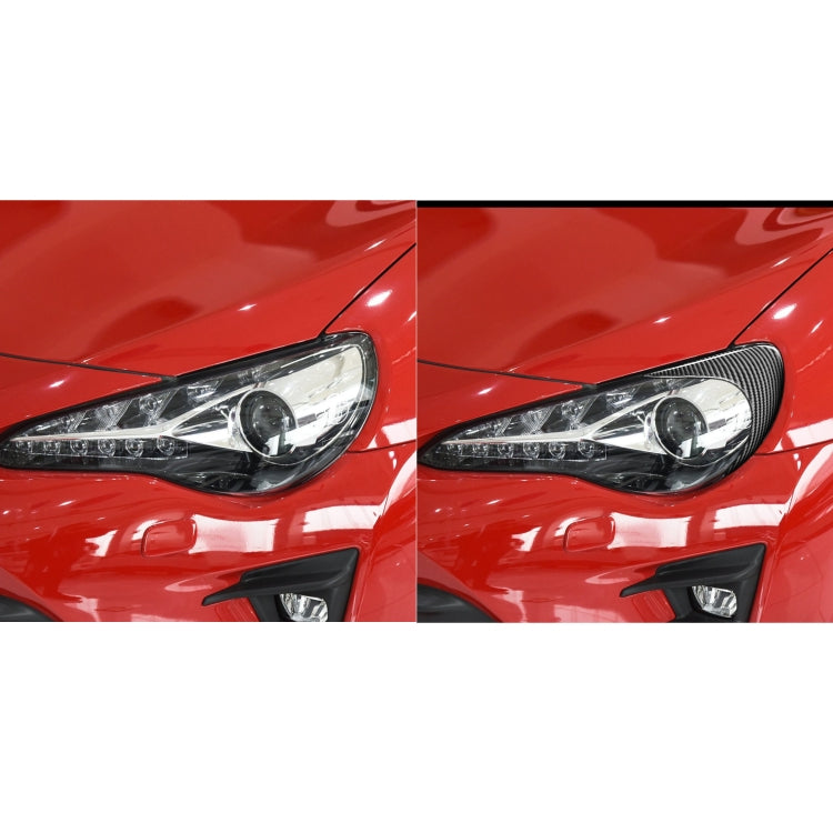 2 ชิ้น/เซ็ตคาร์บอนไฟเบอร์ไฟหน้ารถคิ้วสติกเกอร์ตกแต่งสำหรับ Toyota GT86/Subaru BRZ 2012-2016,DROP กาวรุ่น, For Toyota GT86 2012-2016,Front