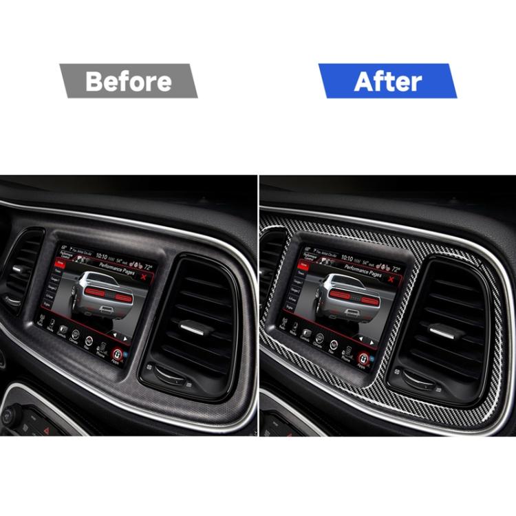 คาร์บอนไฟเบอร์รถ Central Control Instrument แผงขนาดใหญ่สติกเกอร์ตกแต่งสำหรับ Dodge Challenger 2015 ตอนนี้ซ้ายขับรถ, Central Control Instrument Large Panel