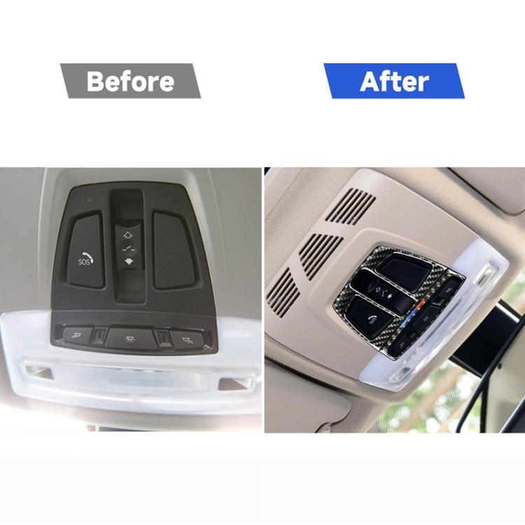 สามสีคาร์บอนไฟเบอร์รถไฟอ่านหนังสือแผงสติกเกอร์ตกแต่งสำหรับ BMW F20 2012-2017 / F30 / F34 / F32 2013-2017 / X5 2014-2017 / X6 2015-2017 / X1 2016-2017, Reading Light(Three Color)