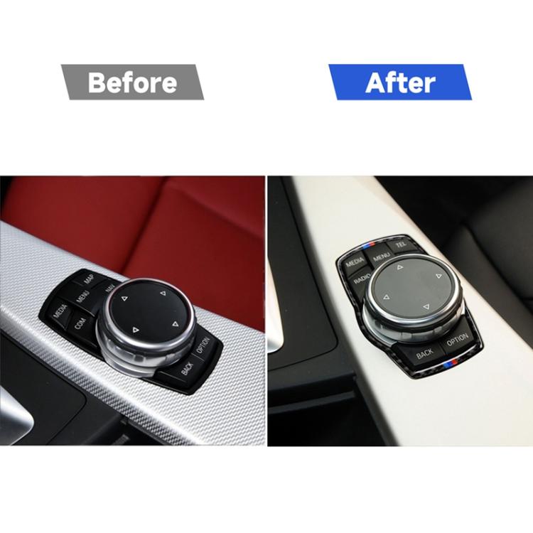 สามสีคาร์บอนไฟเบอร์รถมัลติมีเดียกรอบสติกเกอร์ตกแต่งสำหรับ BMW X3 / X4 / X5 / X6 / F07 / F10 / F15 / F16 / F20 / F25 / F26 / F30 / F34, Multimedia Frame(Three Color)