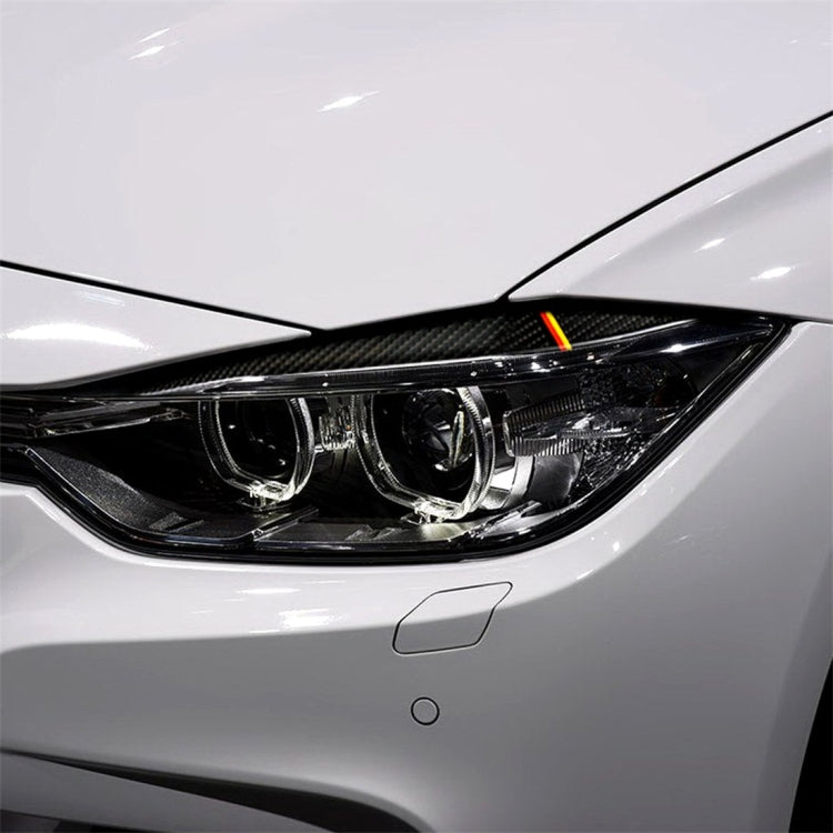 1 คู่สีเหลืองสีแดงคาร์บอนไฟเบอร์รถคิ้วสติกเกอร์ตกแต่งสำหรับ BMW F30 2013-2015, Lamp Eyebrow(Yellow Red Color)
