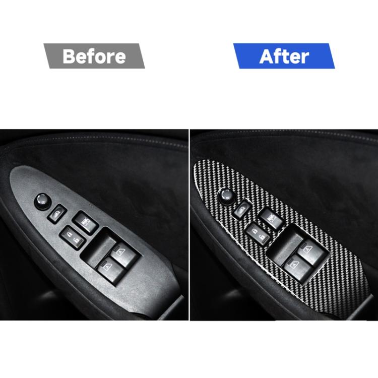 2 ชิ้นคาร์บอนไฟเบอร์หน้าต่างยกแผงสติกเกอร์ตกแต่งสำหรับนิสสัน 370Z Z34 2009-, ไดรฟ์ขวาต่ำกำหนดค่า, Window Lift Panel Right Drive