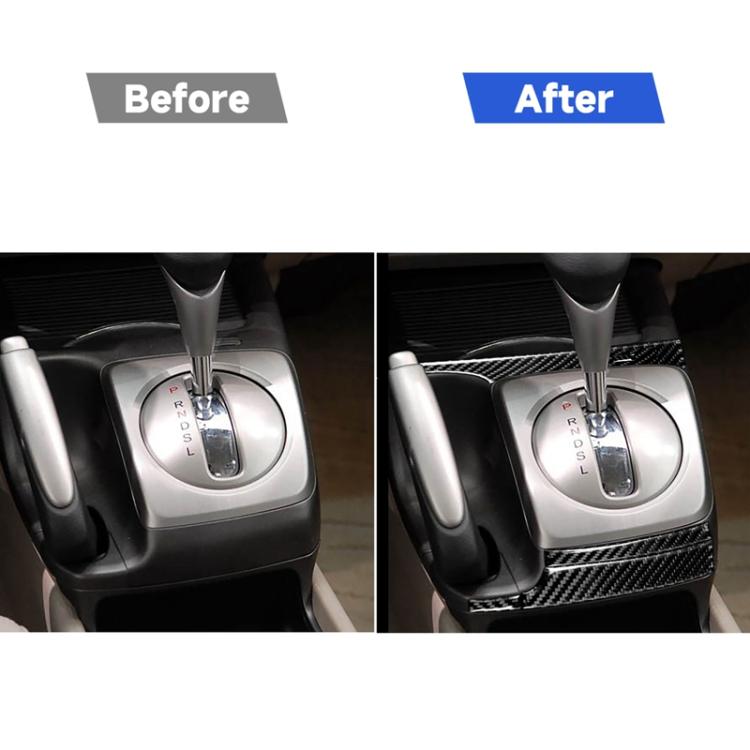 5 ใน 1 รถคาร์บอนไฟเบอร์เกียร์อัตโนมัติสติกเกอร์ตกแต่งสำหรับ Honda Civic 8th Generation 2006-2011, ไดรฟ์ซ้าย, 5 in 1 Automatic Gear, Left Drive