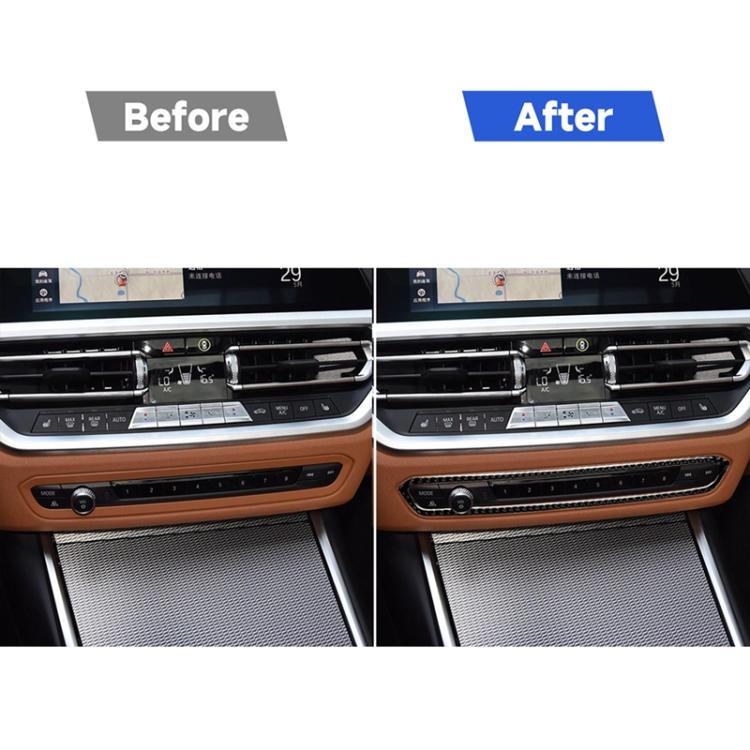รถคาร์บอนไฟเบอร์ CD ปุ่มกรอบสติกเกอร์ตกแต่งสำหรับ BMW 3 Series G20/G28/325Li/330d/335 2019-2020, ซ้ายและขวาไดรฟ์ Universal, CD Button Frame