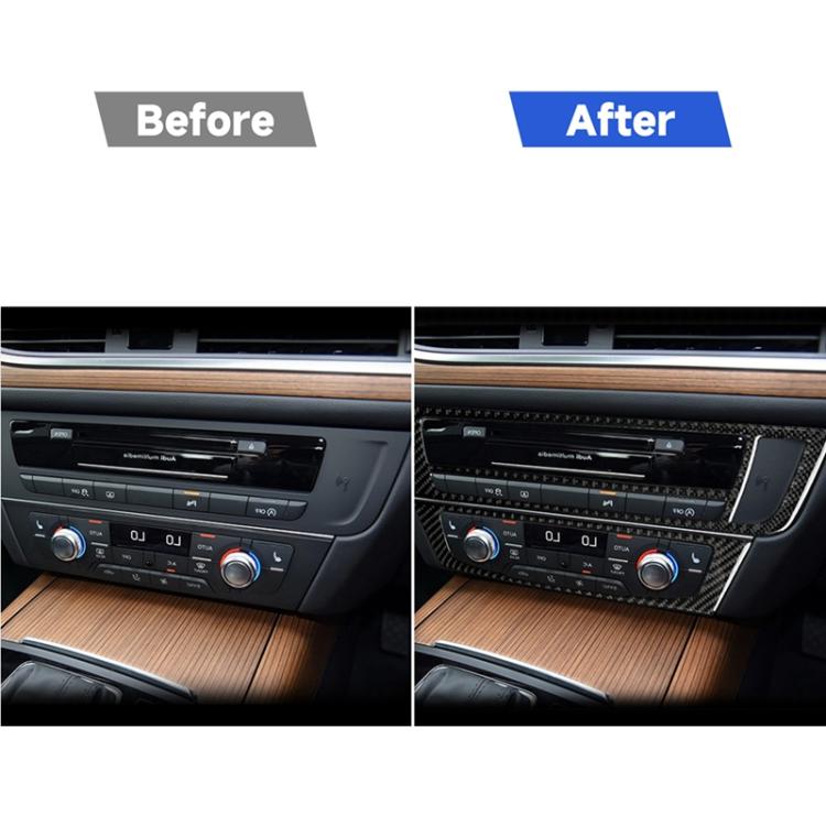 คาร์บอนไฟเบอร์เครื่องปรับอากาศ CD แผงตกแต่งสติกเกอร์สำหรับ Audi A6 S6 C7 A7 S7 4G8 2012-2018, ขวาไดรฟ์, Air Conditioning CD Panel, Right Drive