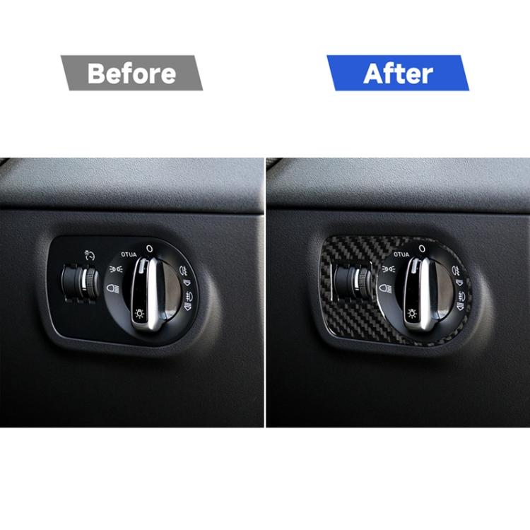 คาร์บอนไฟเบอร์ไฟหน้าสวิทช์สติกเกอร์ตกแต่งสำหรับ Audi TT 8n 8J MK123 TTRS 2008-2014, ขวา, Headlight Switch, Right Drive