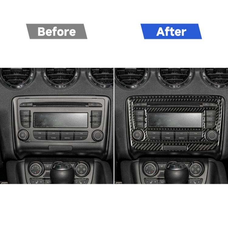 คาร์บอนไฟเบอร์เครื่องปรับอากาศ CD แผงสติกเกอร์ตกแต่งสำหรับ Audi TT 8n 8J MK123 TTRS 2008-2014, ไดรฟ์ซ้ายและขวา Universal, B สไตล์, Air Conditioning CD Panel B