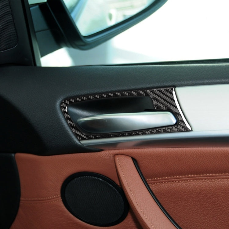 4 ใน 1 รถคาร์บอนไฟเบอร์สีทึบประตูสติกเกอร์ตกแต่งสำหรับ BMW 2008-2014X5 E70/E71,ไดรฟ์ซ้าย, Door Handle