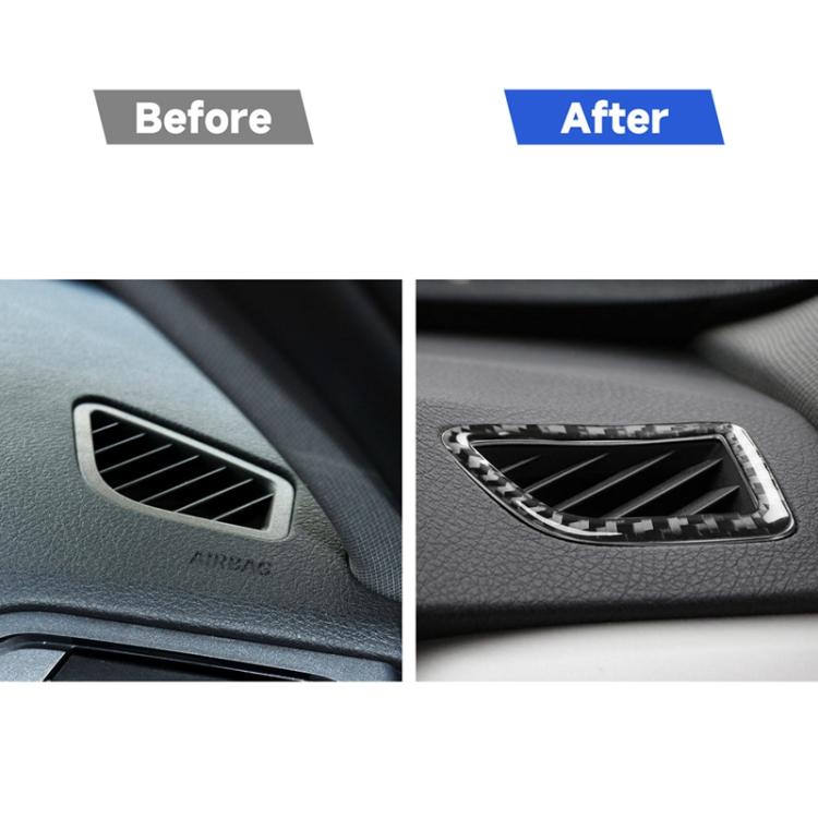 2 ชิ้นรถคาร์บอนไฟเบอร์แดชบอร์ดแอร์ O Utlet ตกแต่งสติ๊กเกอร์สำหรับ BMW 3 Series F30 2013-2018 / 3GTSeries F34 2013-2017, ไดรฟ์ขวา, Dashboard Air Outlet