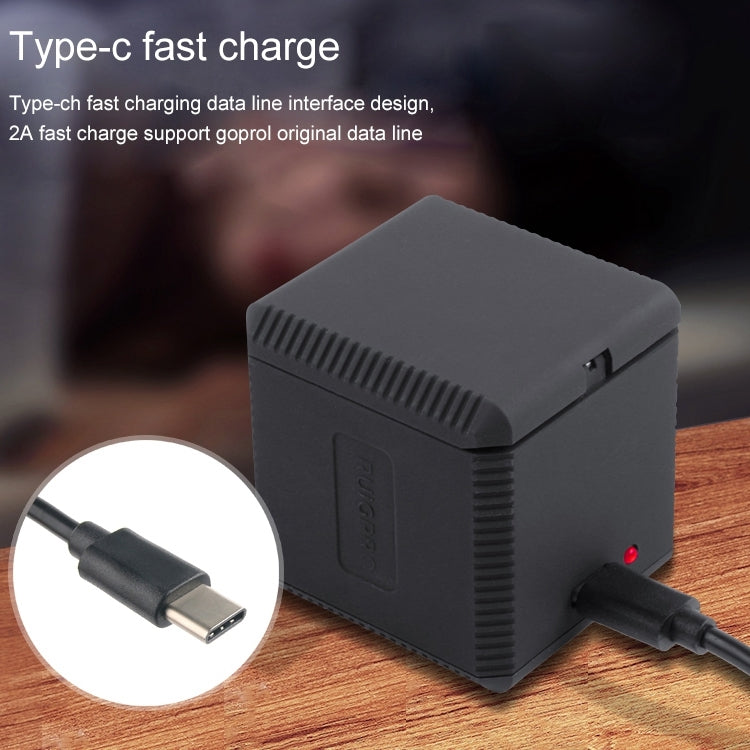 RUIGPRO USB Triple แบตเตอรี่ กล่องชาร์จที่อยู่อาศัยพร้อมสาย USB และไฟแสดงสถานะ LED สำหรับ GoPro HERO6 / 5