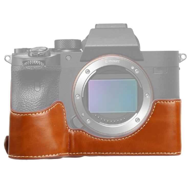 1/4 นิ้วด้ายกล้องหนัง PU ครึ่งกรณีฐานสำหรับ Sony ILCE-7RM4 / A7RM4 / A7R IV, For Sony ILCE-7RM4