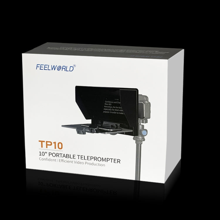 FEELWORLD TP10 แบบพกพา 10 นิ้ว Teleprompter พับพร้อมรีโมทคอนโทรลเลนส์อะแดปเตอร์แหวนสำหรับด้านล่าง 10 นิ้วสมาร์ทโฟน/แท็บเล็ต, TP10