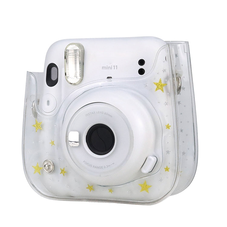 กระเป๋ากล้องฮาร์ดเคสพีวีซีคริสตัลดาวพร้อมสายสะพายสำหรับ FUJIFILM Instax Mini 11, Transparent