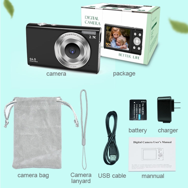 DC402 2.4 นิ้ว 44MP 16X ซูม 1080P กล้องดิจิตอล Full HD กล้องการ์ดเด็ก, ปลั๊ก EU, EU Plug
