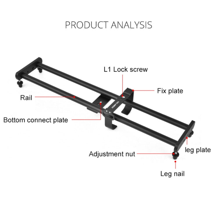 YELANGU L50E 60 ซม. Splicing กล้อง Slider Dolly Rail + L5i Dolly รถ