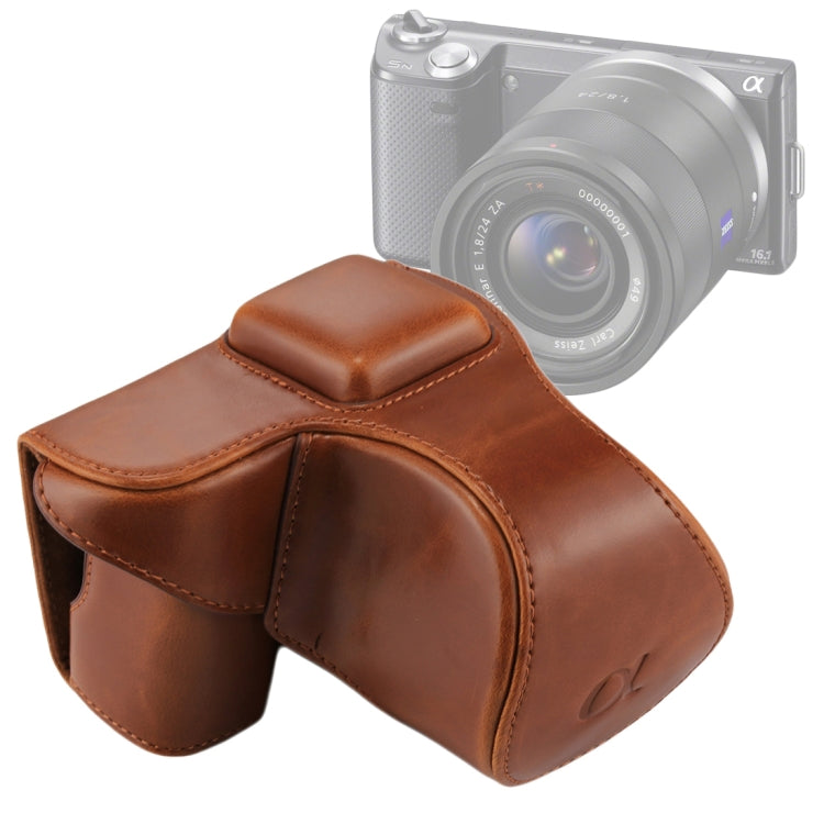กระเป๋าใส่กล้องหนัง PU แบบเต็มตัวพร้อมสายคล้องสำหรับ Sony NEX 5N / 5R / 5T (เลนส์ 16-50 มม. / 18-55 มม.), For Sony NEX 5N