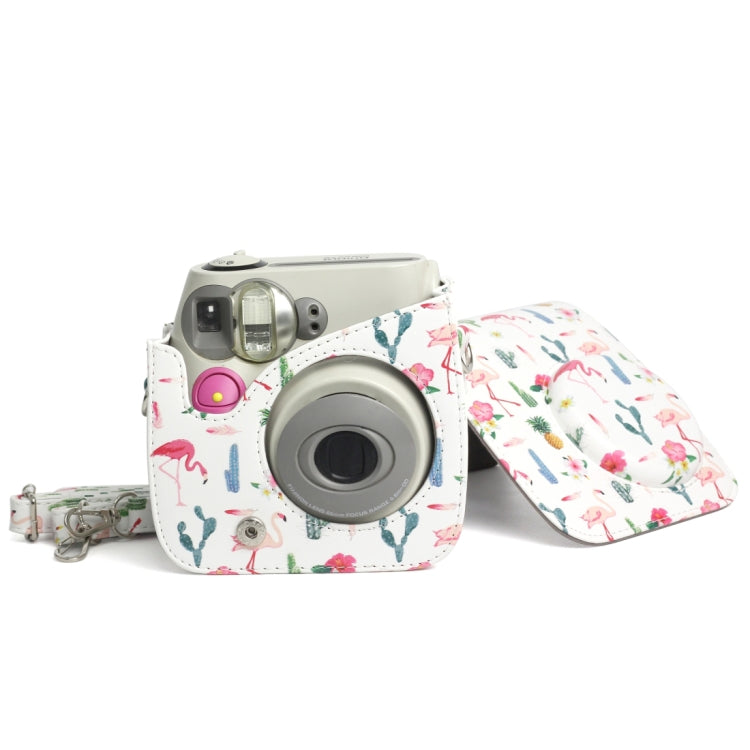 Flamingo Cactus Pattern หนัง PU ป้องกันกระเป๋ากล้องสำหรับกล้อง FUJIFILM Instax Mini 7S / 7C, Flamingo Cactus