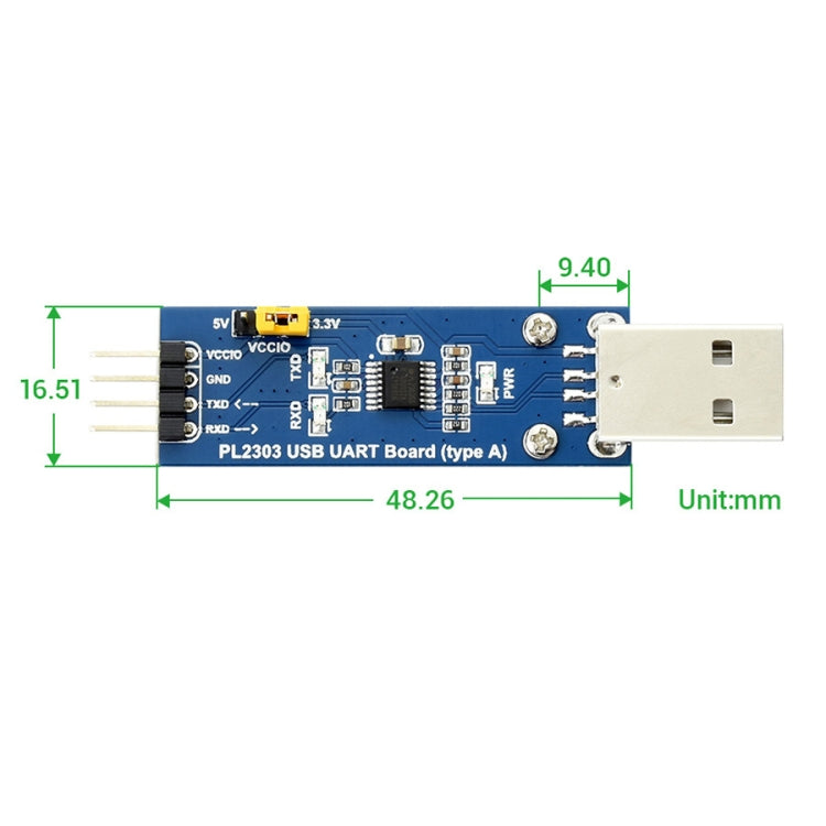 Waveshare PL2303 โมดูลการสื่อสาร USB เป็น UART (TTL) V2