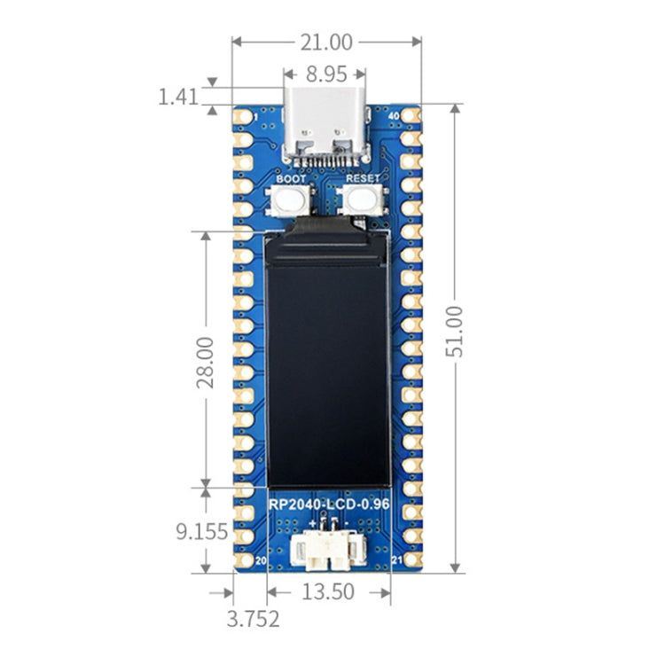Waveshare RP2040-LCD-0.96 บอร์ด MCU แบบ Pico บน Raspberry Pi MCU RP2040 พร้อม Pinheader, RP2040-LCD-0.96