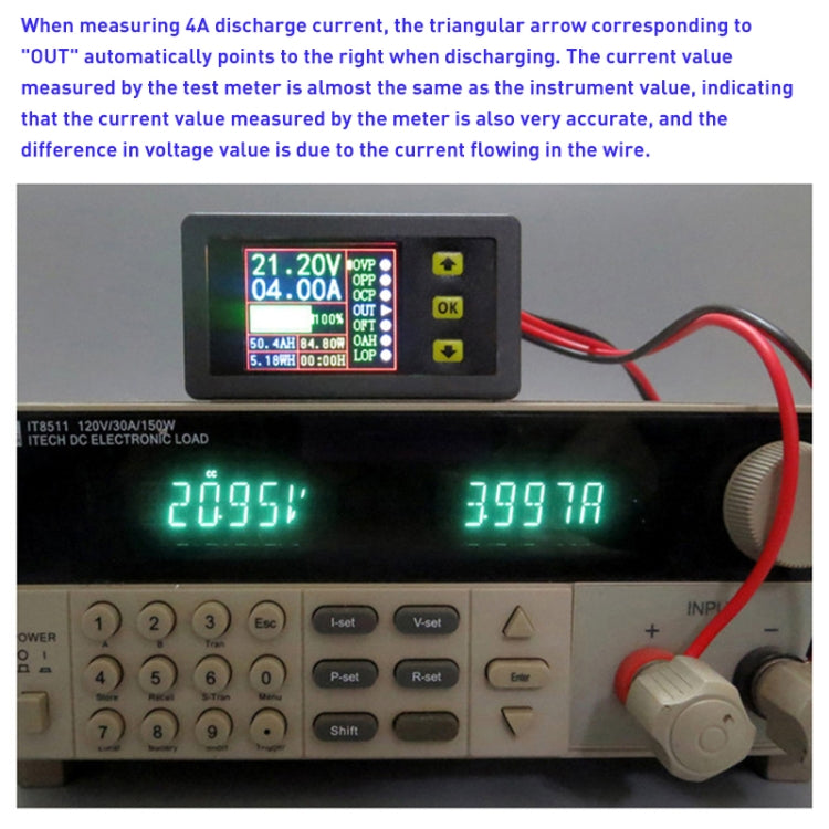 90V 20A สีจอแสดงผลแบบ Dual แรงดันไฟฟ้าปัจจุบันมิเตอร์ Charge Discharge การวัดเคาน์เตอร์, Without Relay