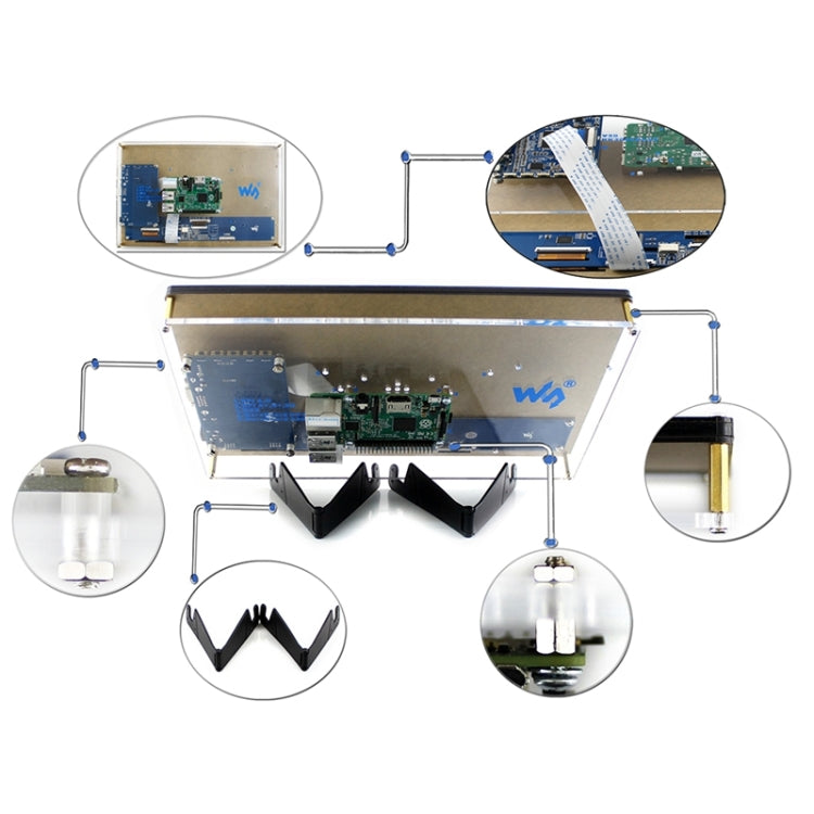 WAVESHARE หน้าจอสัมผัสแบบ Resistive ขนาด 10.1 นิ้ว, อินเทอร์เฟซ HDMI พร้อมเคส, รองรับมินิพีซีหลายเครื่อง, 10.1inch HDMI LCD (H) (with case)