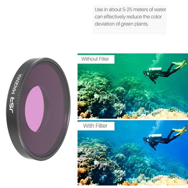 JSR ดำน้ำสีแดง / ชมพู / ม่วงเลนส์กรองสำหรับ DJI Osmo Action 3, 3 in 1 Diving Filter