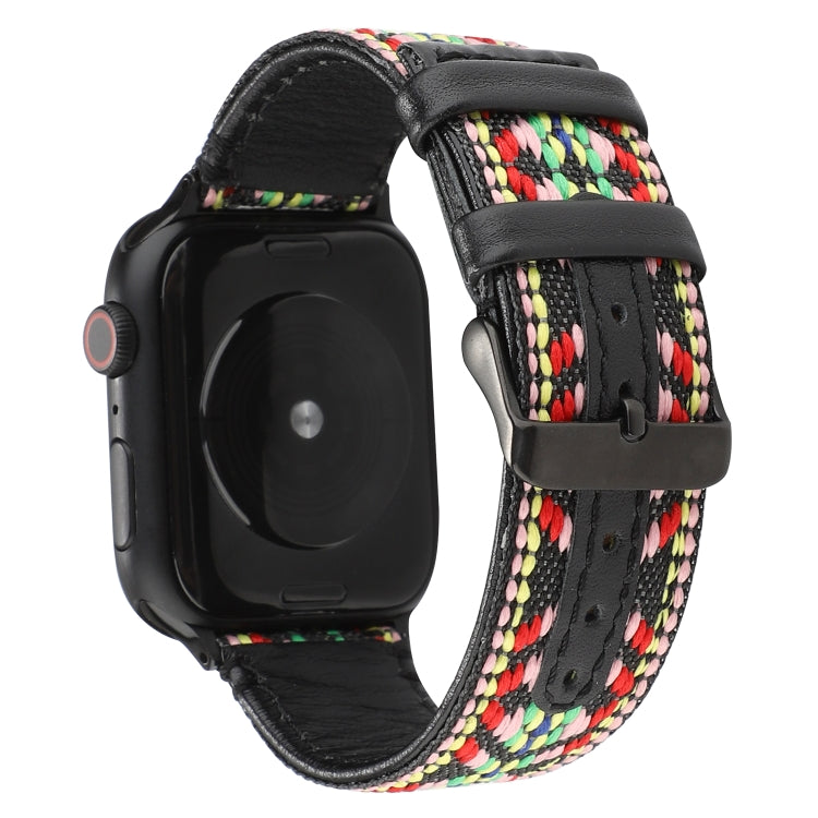 สายหนังแท้สไตล์ชาติพันธุ์, For Apple Watch Series 7 41mm / 6 & SE & 5 & 4 40mm / 3 & 2 & 1 38mm, For Apple Watch Series 7 45mm / 6 & SE & 5 & 4 44mm / 3 & 2 & 1 42mm