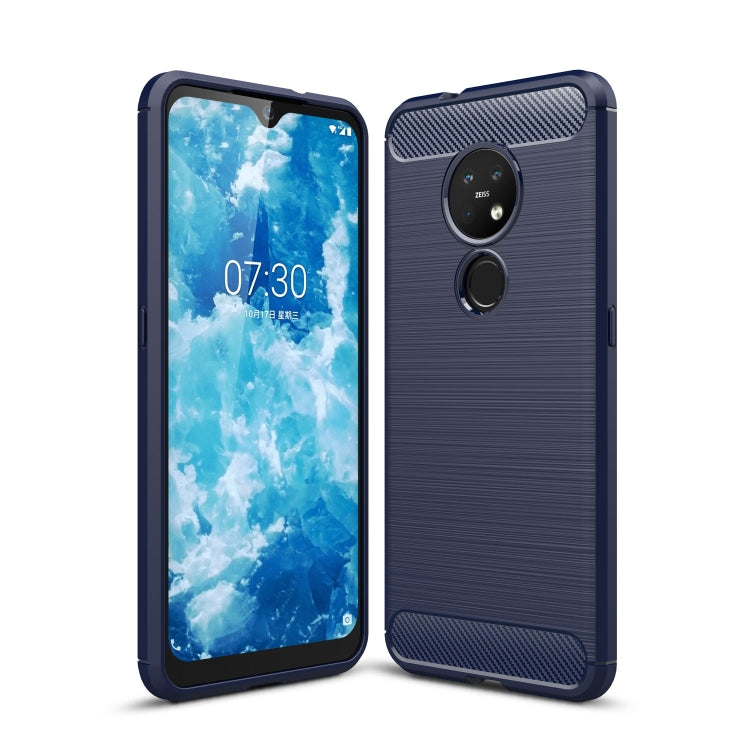 เคสป้องกัน TPU คาร์บอนไฟเบอร์พื้นผิวแปรง, For Nokia 7.2 & 6.2