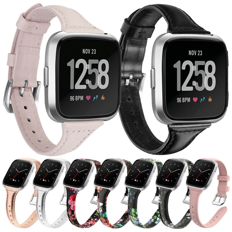 สำหรับ Fitbit Versa 2 Smart Watch สายนาฬิกาข้อมือหนังแท้, รุ่นหด