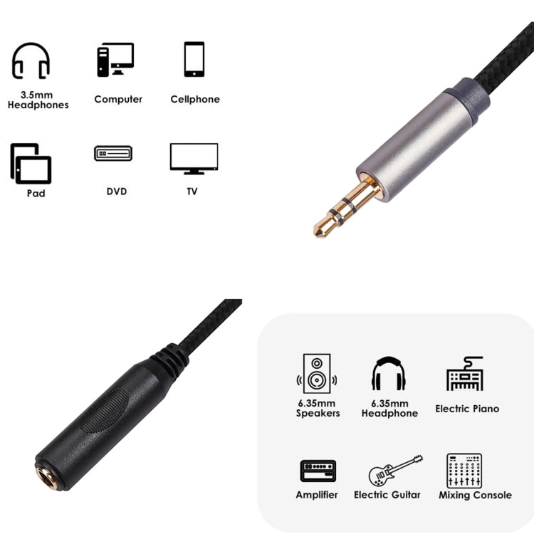 2 ชิ้น/แพ็ค 3662B-02-03 3.5 มม.ชาย 6.35 มม.สายสัญญาณเสียงหญิง