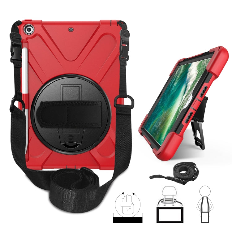 สำหรับ iPad 9.7 (2018) & (2017) ฝาครอบป้องกันซิลิโคนหมุนได้ 360 องศาพร้อมตัวยึดและสายคล้องมือ & สายยาว & ช่องใส่ดินสอ, For iPad 9.7 (2018) & (2017)