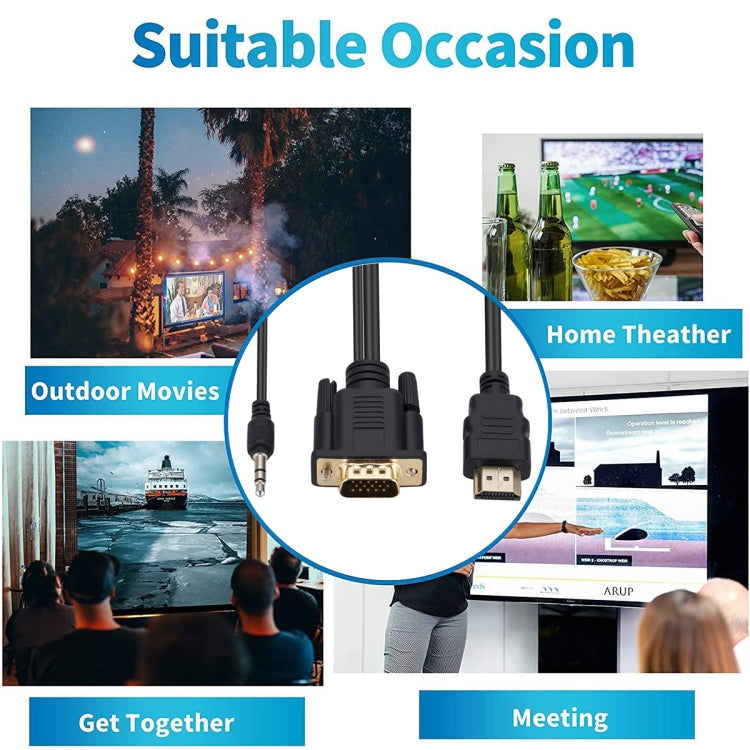 สายแปลง HDMI เป็น VGA พร้อมเสียง ยาว 1.8 ม, HDMI to VGA