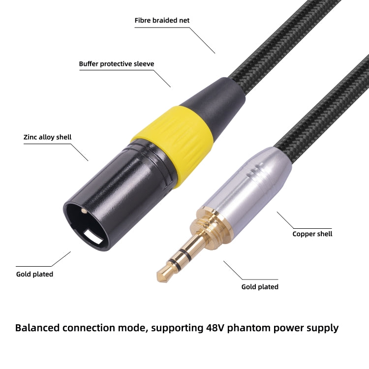 SB423K108-03 6.35 มม. + 3.5 มม. ชายกับสายสัญญาณเสียงชาย XLR 3pin ความยาว: 30 ซม., 6.35mm+3.5mm to XLR