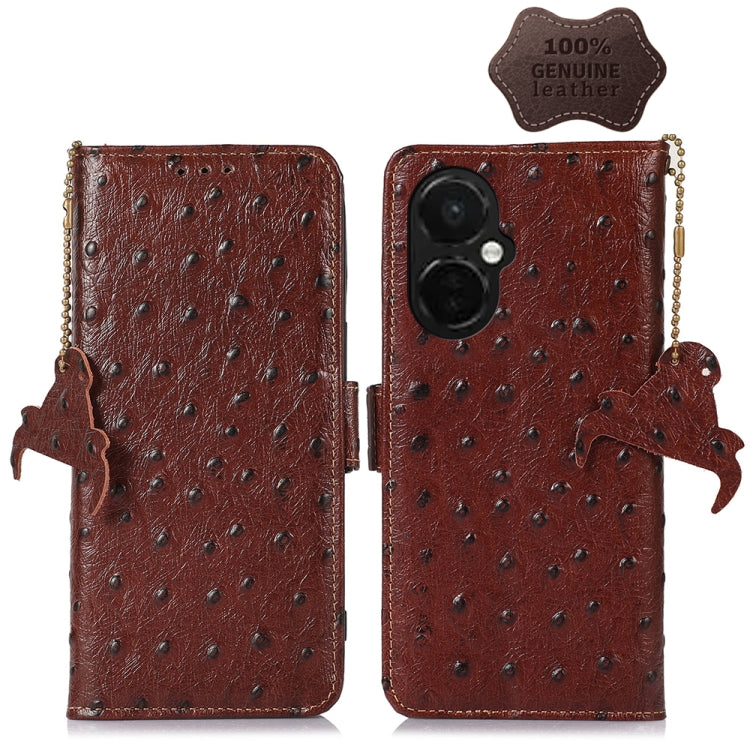 สำหรับ OnePlus Nord CE 3 Lite ลายนกกระจอกเทศหนังแท้ RFID เคสโทรศัพท์, For OnePlus Nord CE 3 Lite