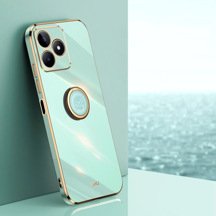 XINLI ขอบตรง 6D Electroplate เคสโทรศัพท์ TPU พร้อมที่ใส่แหวน, For Realme C75, For Realme GT 7 Pro 5G, For Realme Note 60 4G, For Realme 13 Pro Global, For Realme 11 5G, For Realme C53 2023