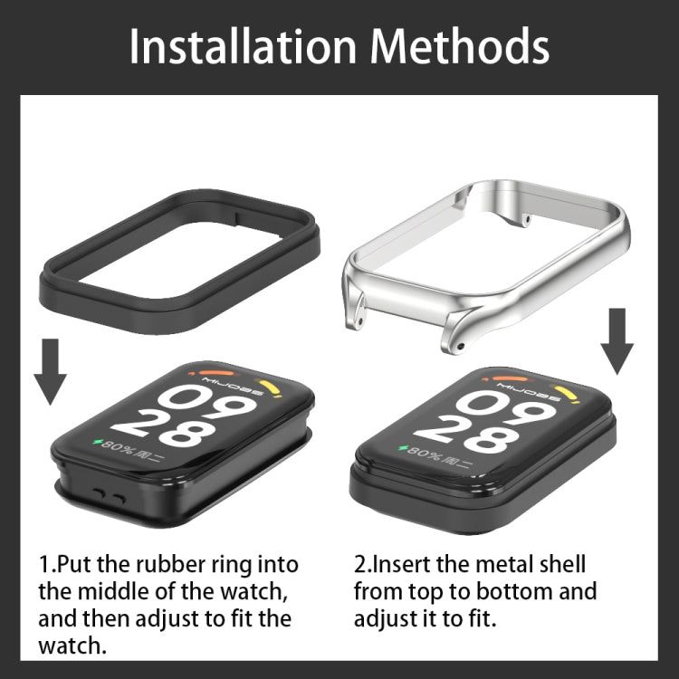 สายนาฬิกาหนัง Mijobs Metal Shell Microfiber PU, For Xiaomi Smart Band 8 Active / Redmi Band 2