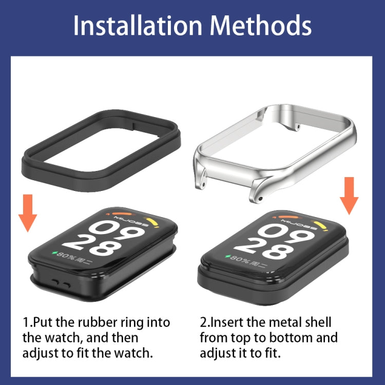 สายนาฬิกาซิลิโคน Mijobs Metal Shell Ocean, For Xiaomi Smart Band 8 Active / Redmi Band 2