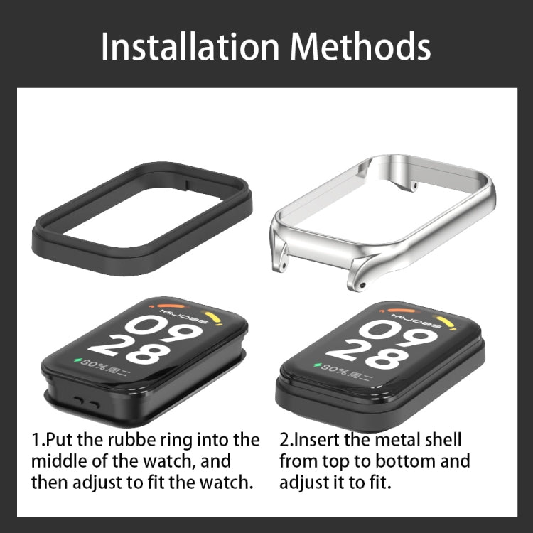 Mijobs Metal Shell + Milan Buckle สายนาฬิกาโลหะ, For Xiaomi Smart Band 8 Active / Redmi Band 2