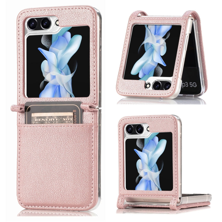 Litchi Texture PU Card Fold Back เคสโทรศัพท์, For Samsung Galaxy Z Flip5