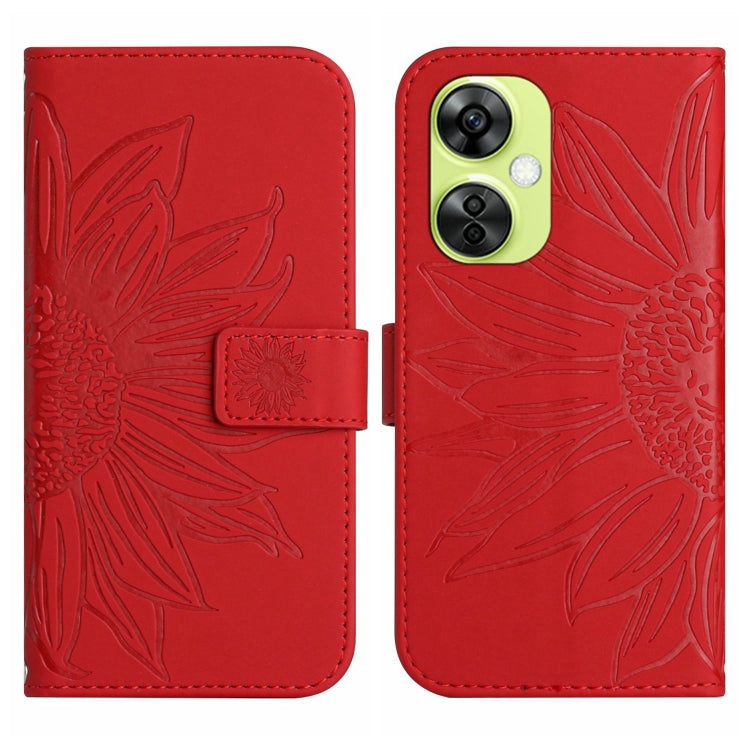 ซองโทรศัพท์หนังลายนูน Skin Feel Sun Flower พร้อมเชือกเส้นเล็ก, For OnePlus Nord CE4, For OnePlus 12R 5G Global, For OnePlus 12 5G Global, For OnePlus Nord CE 3 Lite