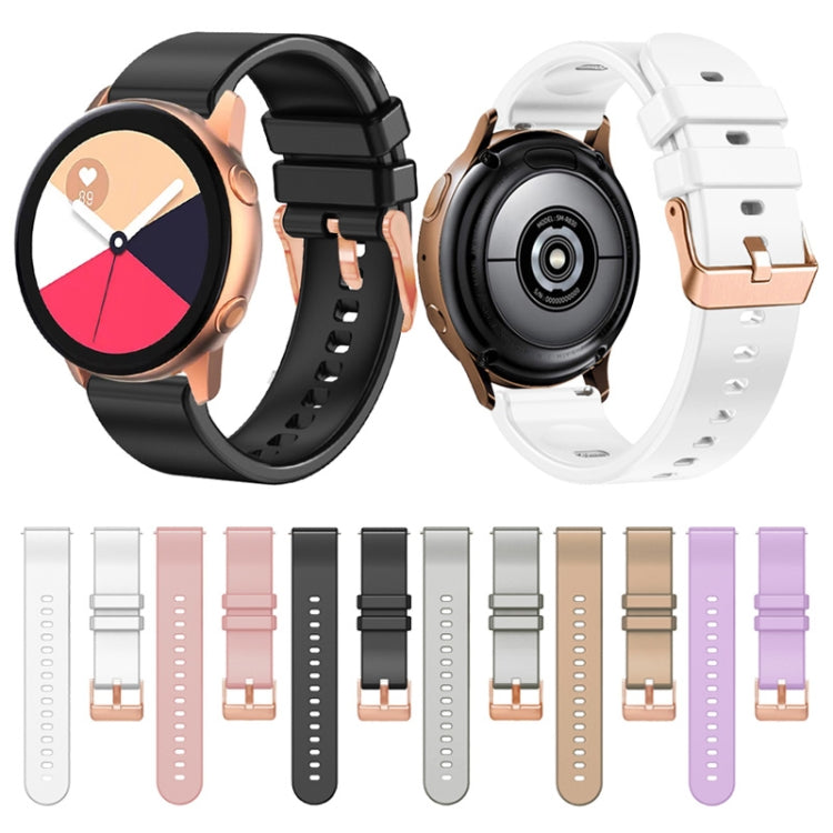 สายนาฬิกาซิลิโคนหัวเข็มขัดสีโรสโกลด์สีทึบ 20 มม, For Amazfit GTR Mini / Bip 3 / Bip 3 Pro