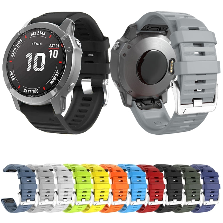 สายนาฬิกาซิลิโคนหัวเข็มขัดเหล็กสีเงินสกรู, For Garmin Forerunner 965 / 955 / 945 / 935, For Garmin Tactix 7 Pro / Fenix 7X / 6X Pro