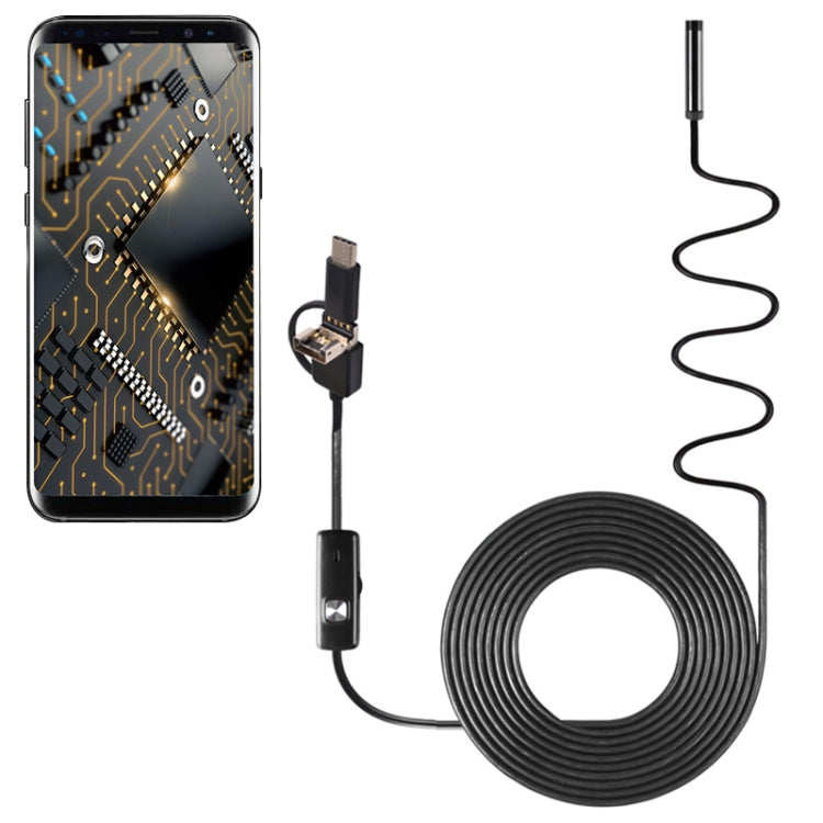 AN100 3 in 1 IP67 กันน้ำ USB-C / Type-C + Micro USB + USB กล้องตรวจสอบท่องู Endoscope HD สำหรับชิ้นส่วนของโทรศัพท์มือถือ Android ฟังก์ชั่น OTG พร้อมไฟ LED 6 ดวง, 5.5mm, 7mm, 8mm