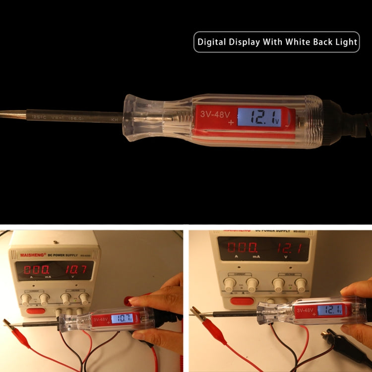 เครื่องทดสอบไฟฟ้ารถยนต์จอแสดงผลดิจิตอล 3-48V, Car Electric Tester